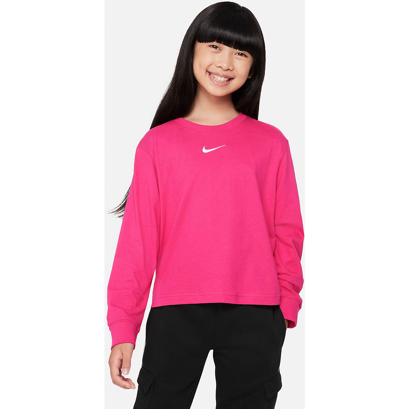 Nike Girls' Sportswear Essential Boxy Long Sleeve Graphic T-shirt | Academy