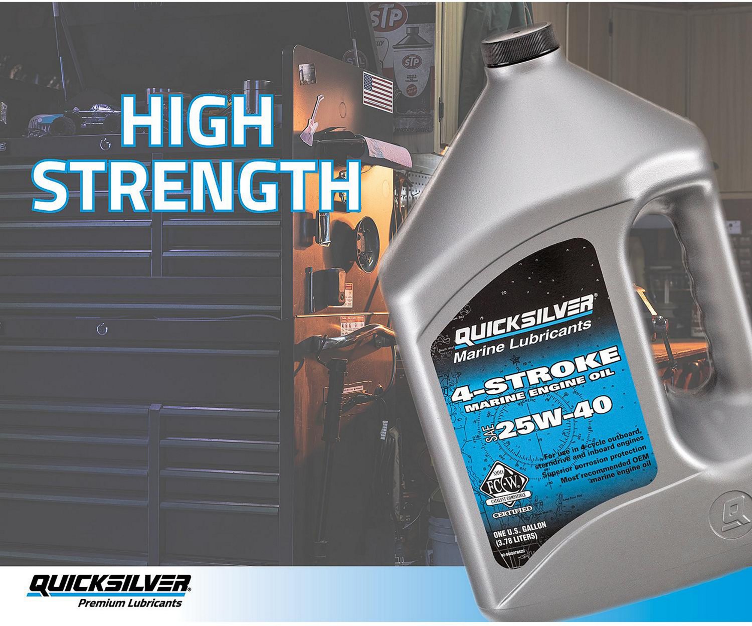 Quicksilver 25W40 1 gal 4-Stroke FCW Marine Oil | Academy