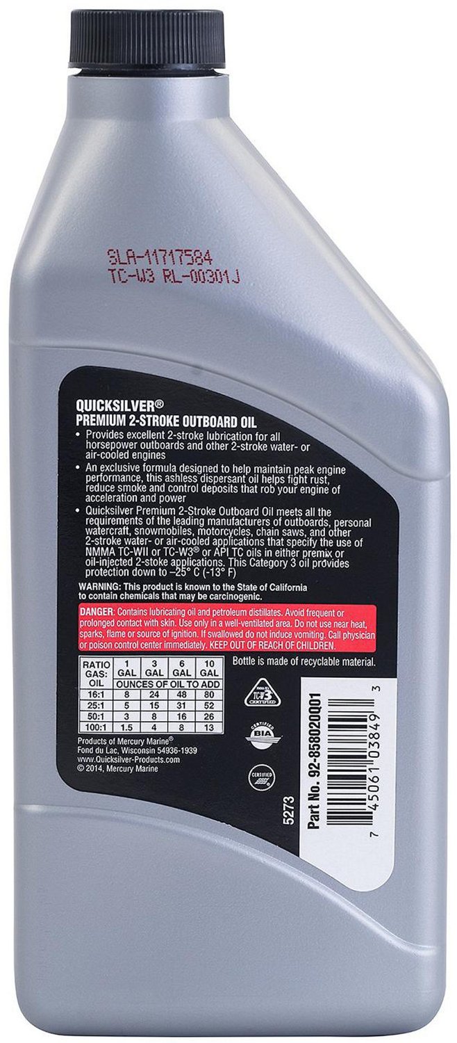 Quicksilver16 oz. Premium 2-Cycle TC-W3 Outboard Oil                                                                             - view number 2