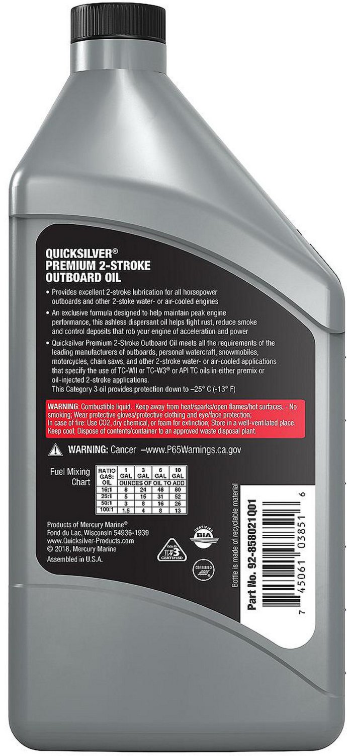 Quicksilver 1 qt. Premium 2-Cycle Outboard Oil                                                                                   - view number 2