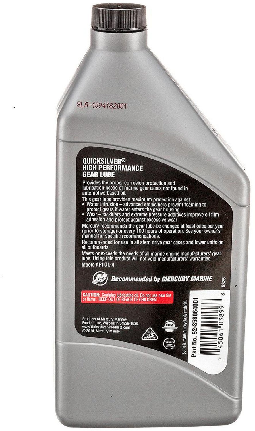 Quicksilver 1 qt High Performance SAE90 Gear Lube                                                                                - view number 2