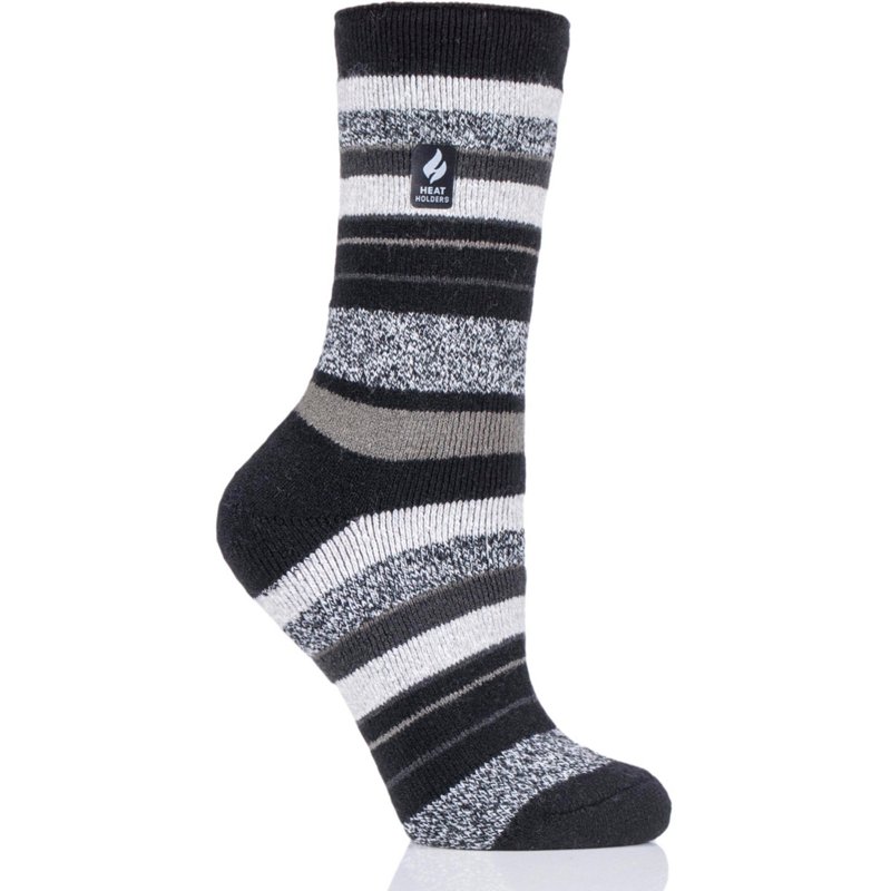 Heat Holders Peony Multistripe Crew Socks Grey/Black, Medium - Western And Thermal Socks at Academy Sports