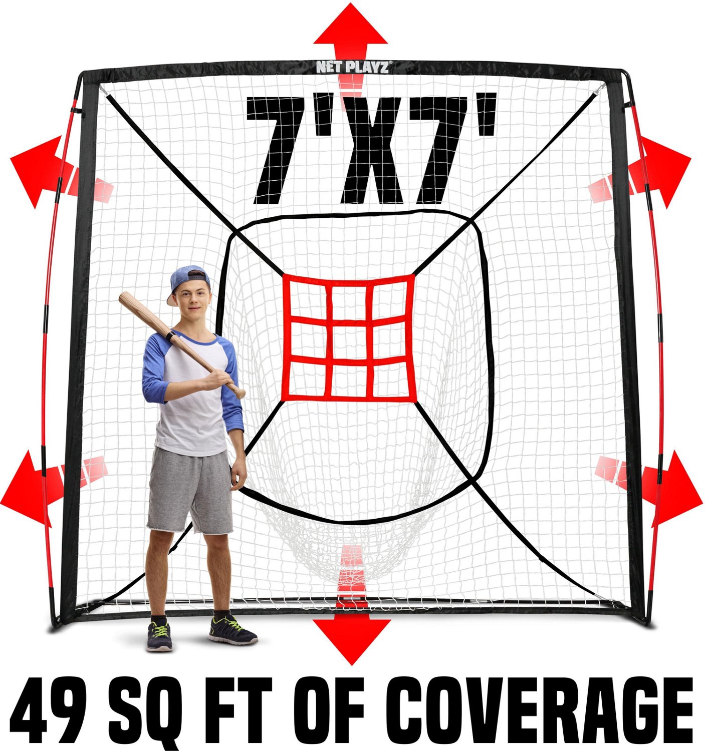 NetPlayz 7 ft x 7 ft Baseball Hitting/Pitching Net
