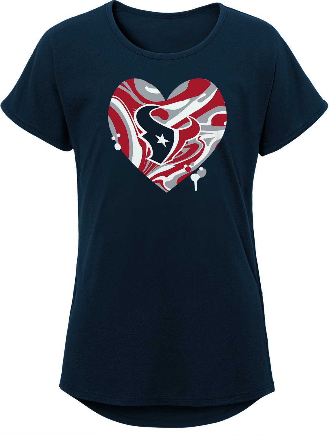 Outerstuff Girls Houston Texans Drip Heart Dolman T shirt Academy