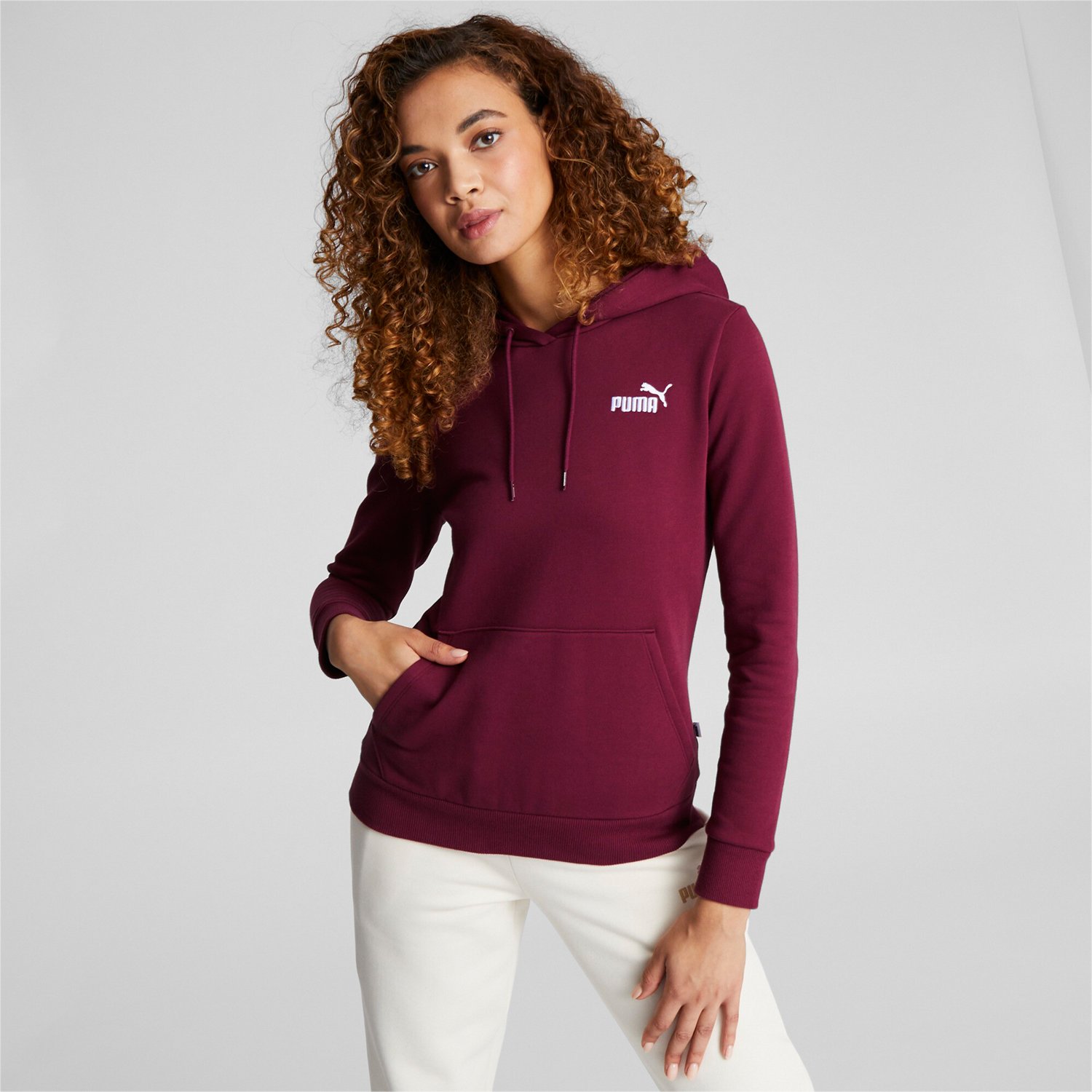 Puma Women's Essentials+ Embroidery Long Sleeve FL Hoodie Academy