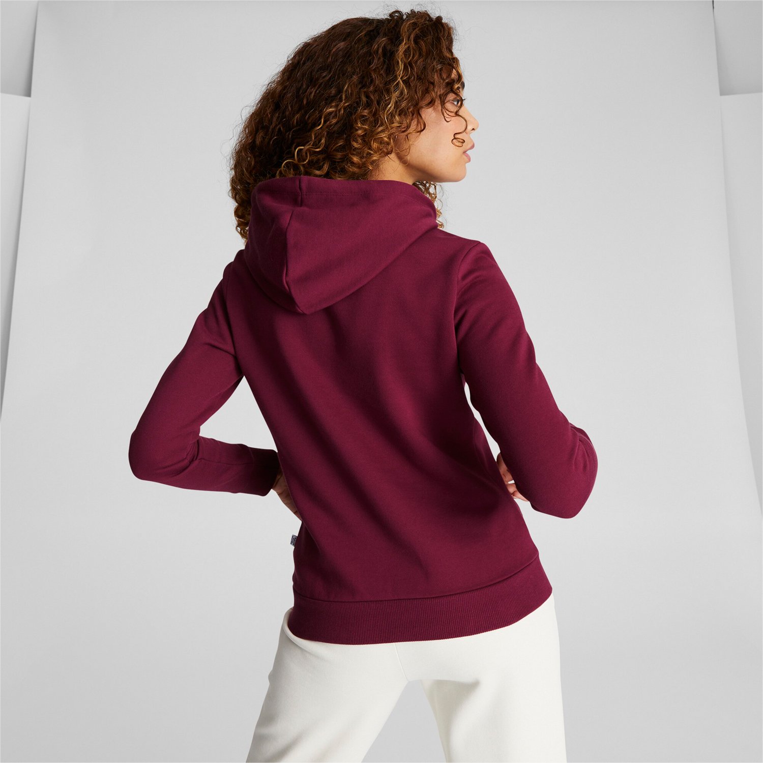 Puma Women's Essentials+ Embroidery Long Sleeve FL Hoodie Academy