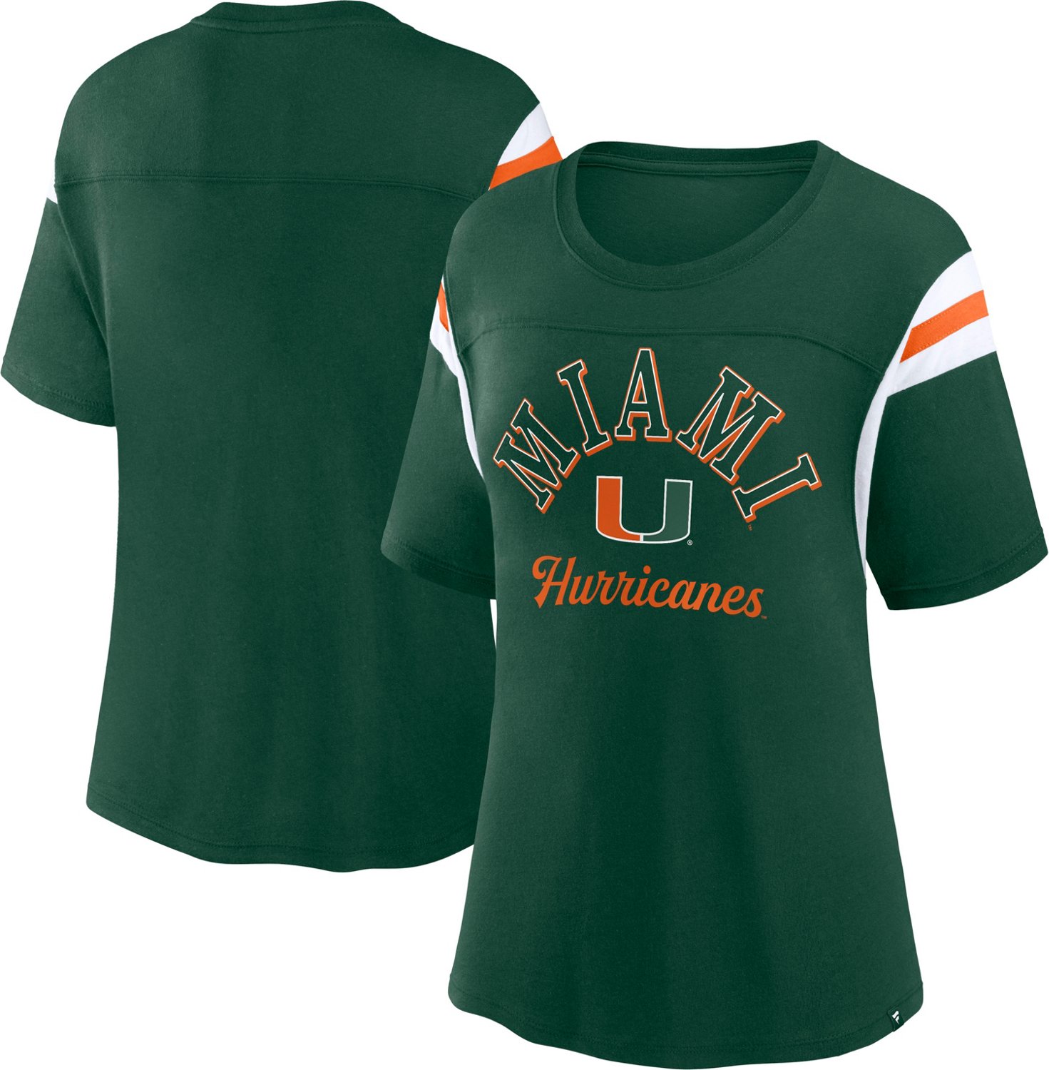 Fanatics Women's University of Miami Fundamentals Striped Tailgate T-shirt - view number 3