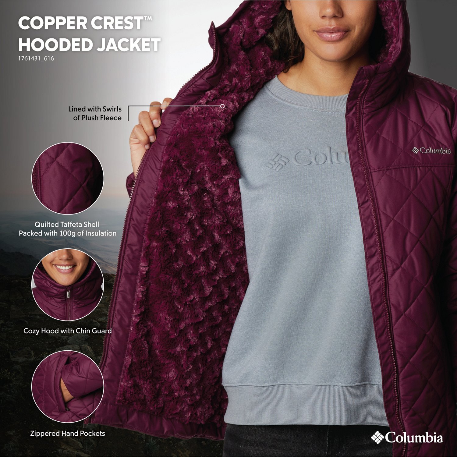 Columbia Women's Copper Crest Hooded Jacket, Peach Blossom, Small