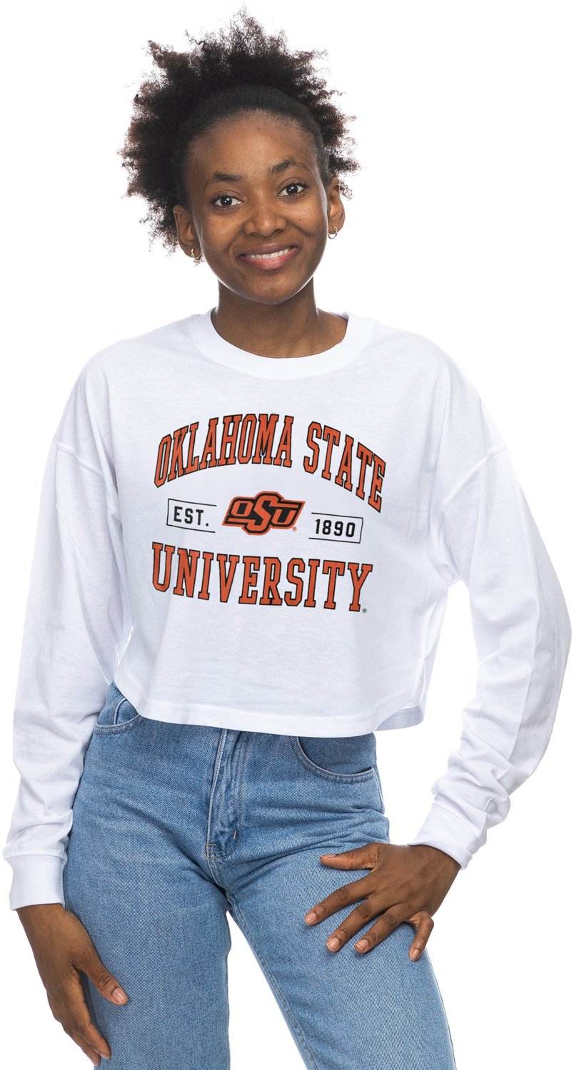 ZooZatz Women's Oklahoma State University Crop Long Sleeve T-shirt