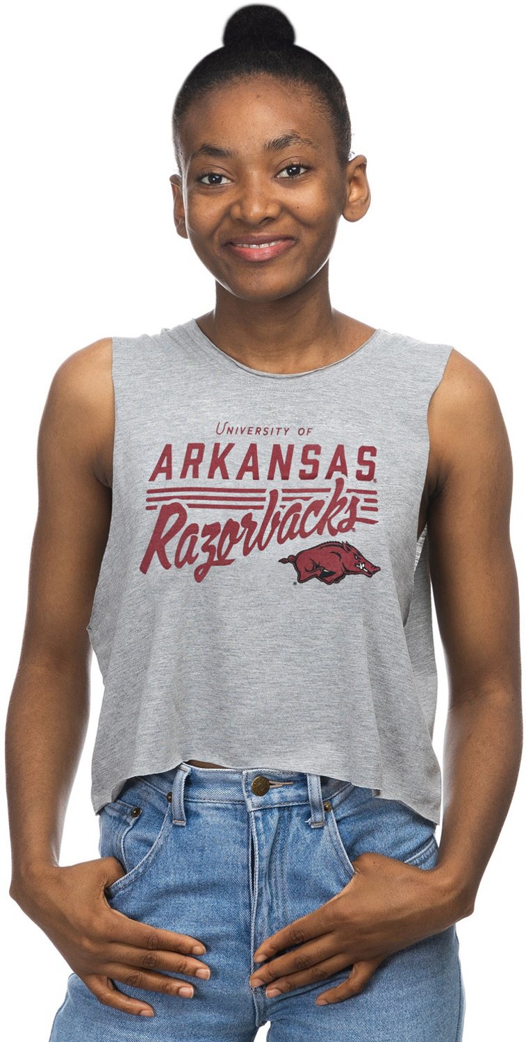 ZooZatz Women's University of Arkansas Crop Muscle Tank Top