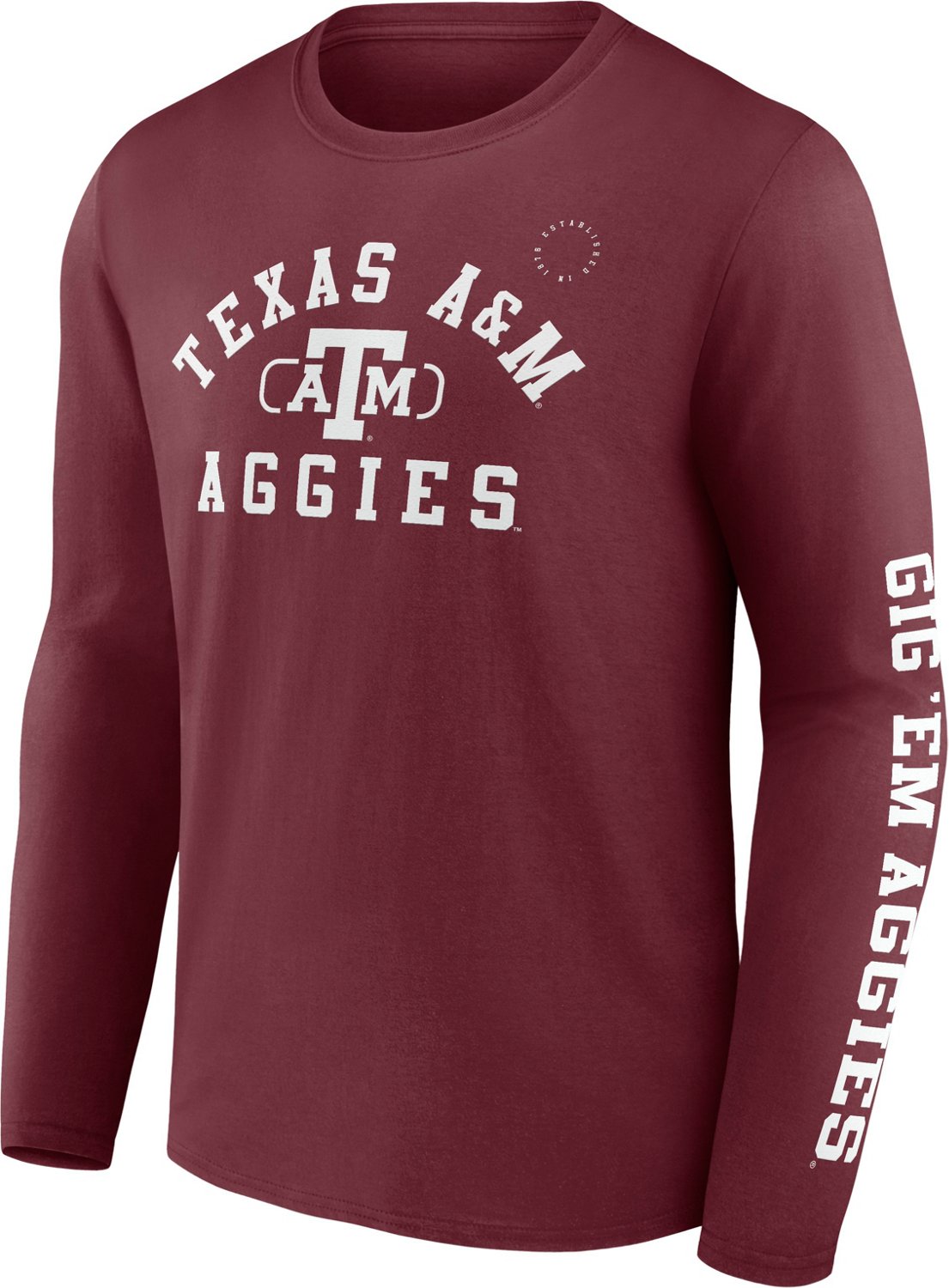 Fanatics Men's Texas A&M University Fundamentals Modern Arch Long Sleeve T- shirt