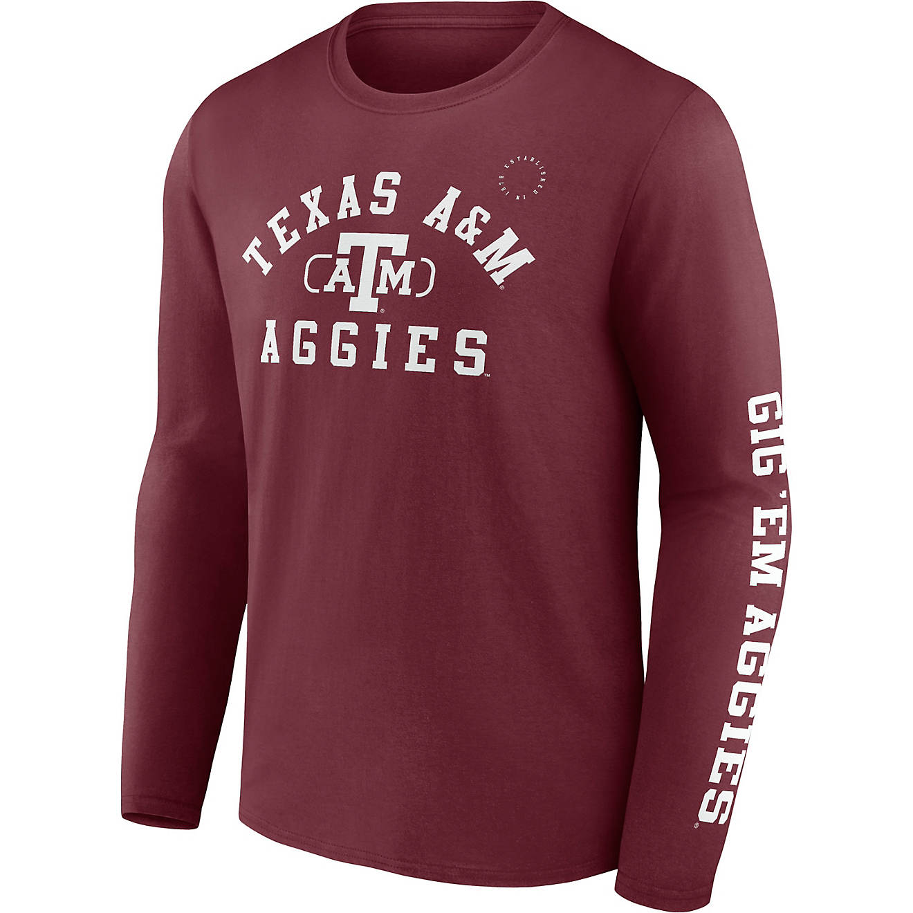 Fanatics Men's Texas A&M University Fundamentals Modern Arch Long Sleeve T-shirt                                                 - view number 1