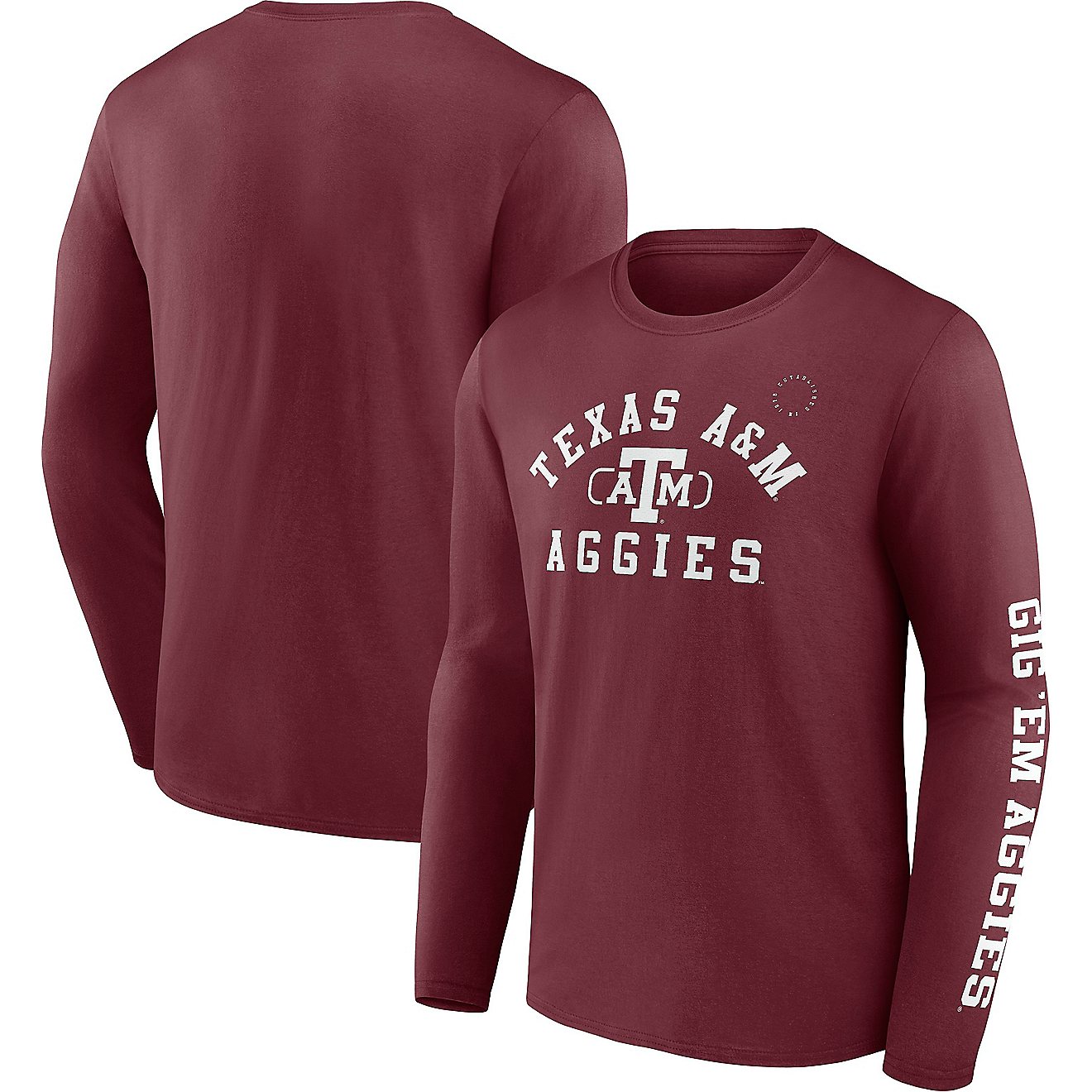 Fanatics Men's Texas A&M University Fundamentals Modern Arch Long Sleeve T-shirt                                                 - view number 3