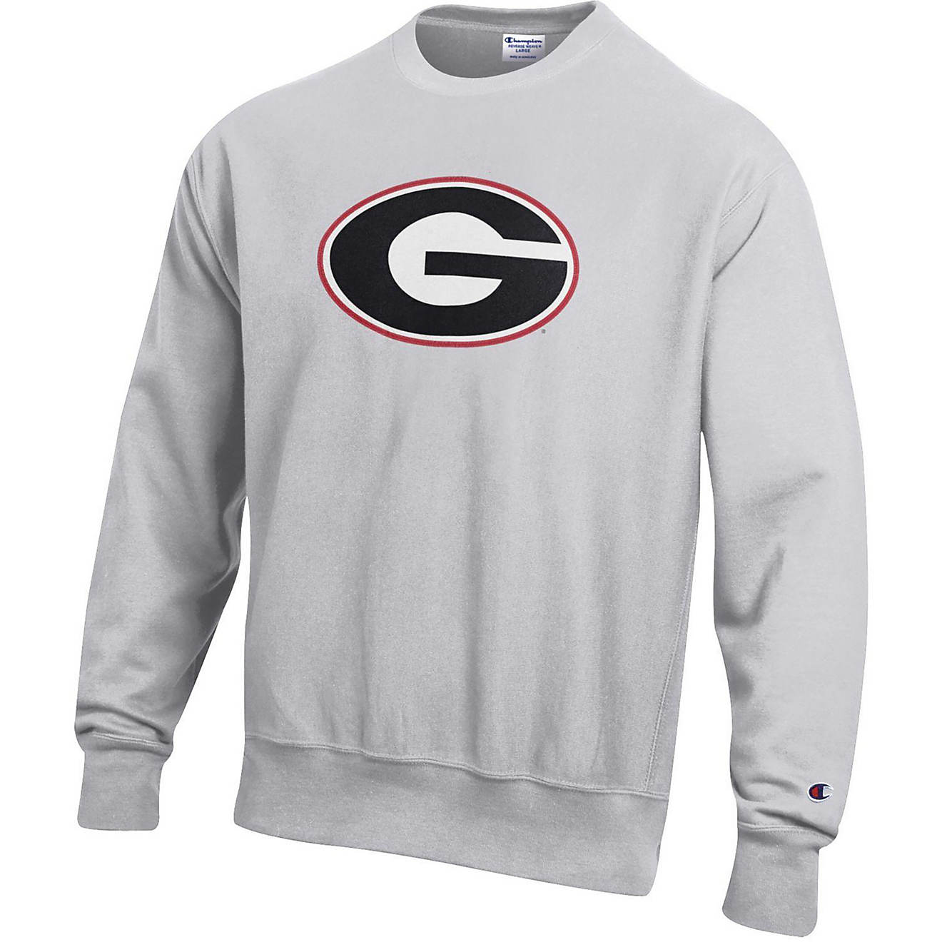 Champion Men's University of Georgia Applique Logo Reverse Weave Crew Sweatshirt                                                 - view number 1