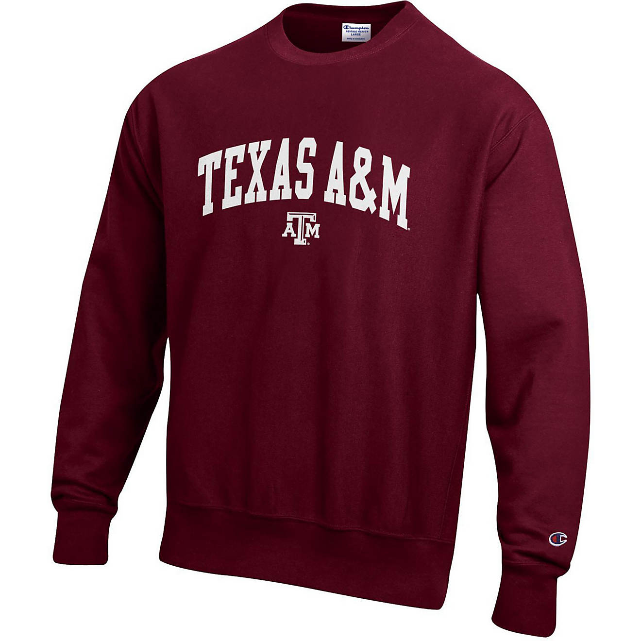 Champion Men's Texas A&M University Applique Mascot Reverse Weave Crew Sweatshirt                                                - view number 1