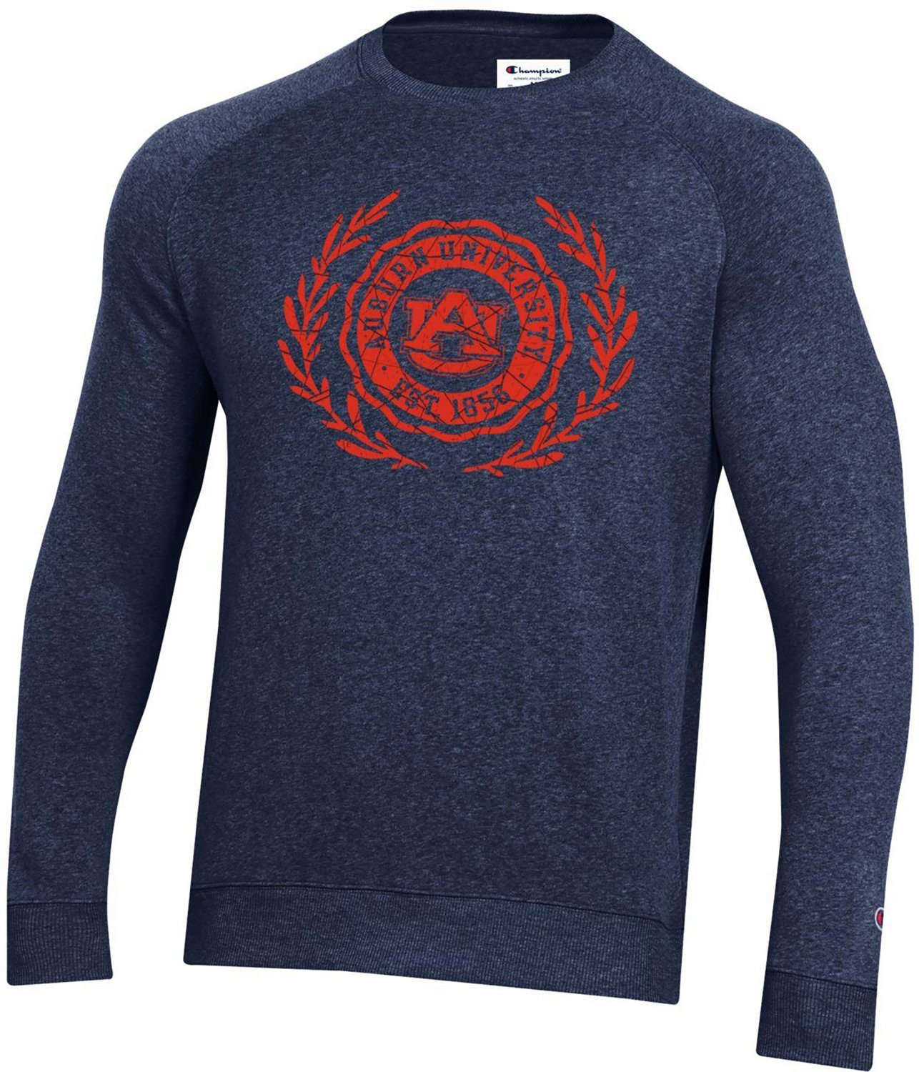 Champion Men's Auburn University Crest Triumph Fleece Raglan Crew Sweatshirt