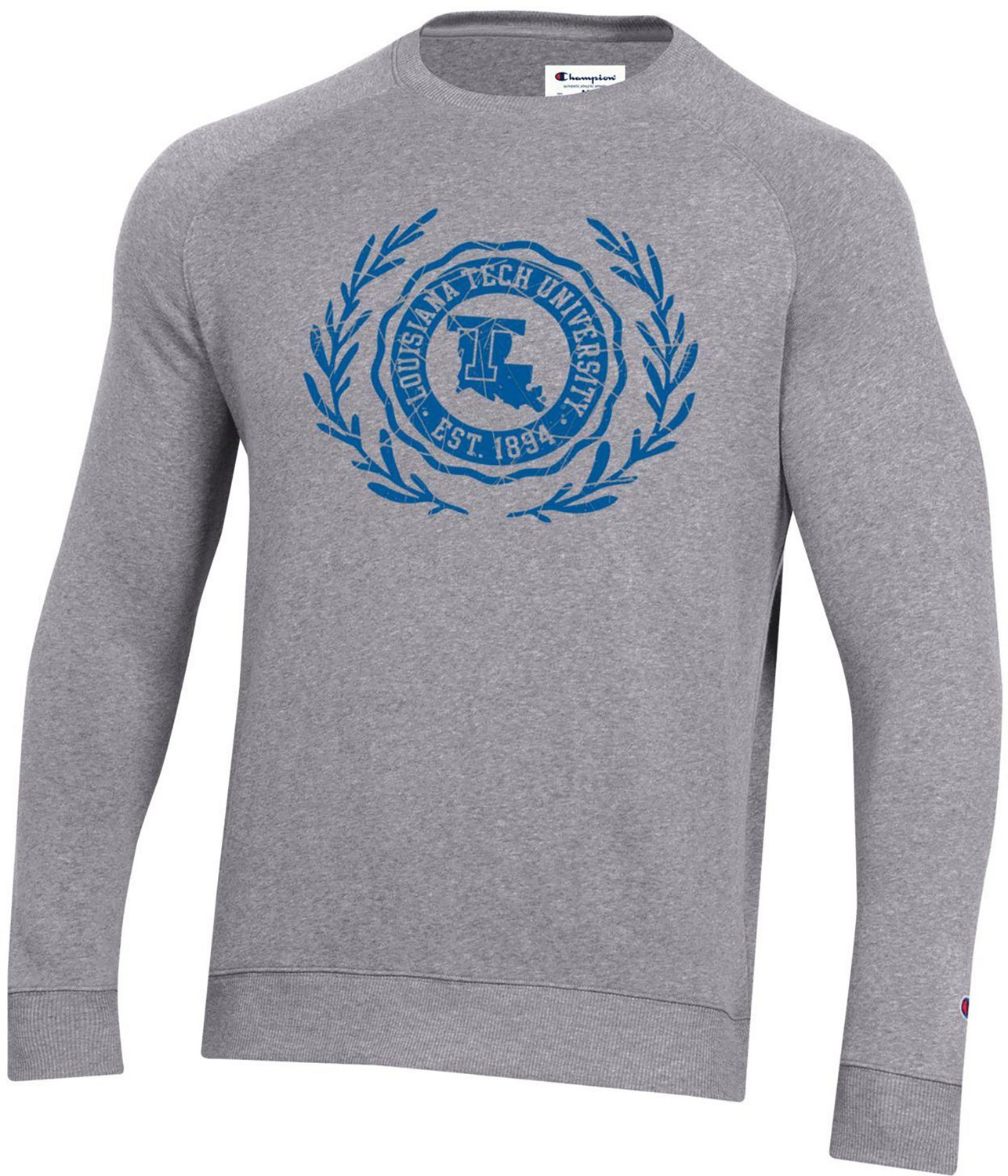 Champion Men's Louisiana Tech University Crest Triumph Fleece Raglan Crew Sweatshirt
