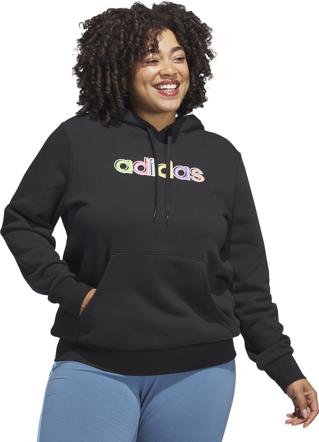 adidas Women s Multi Linear Plus Size Graphic Hoodie Academy