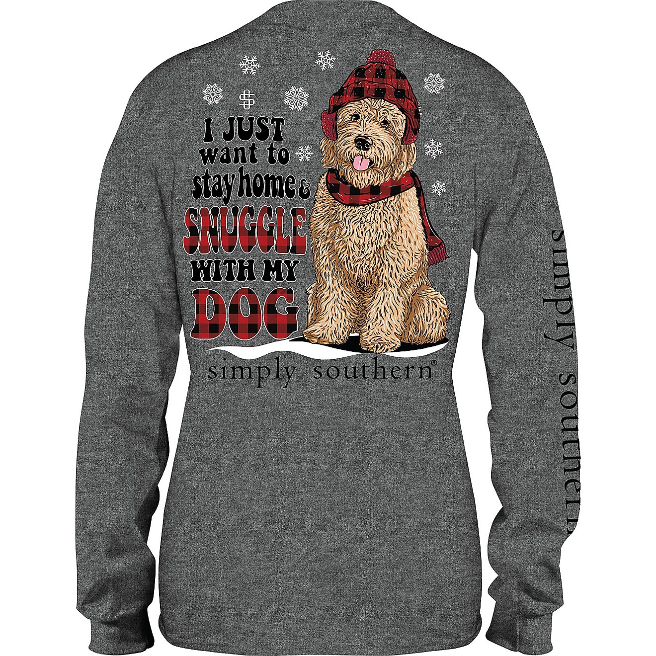 Simply Southern Women’s Home With My Dog Holiday Long Sleeve T-shirt                                                           - view number 2