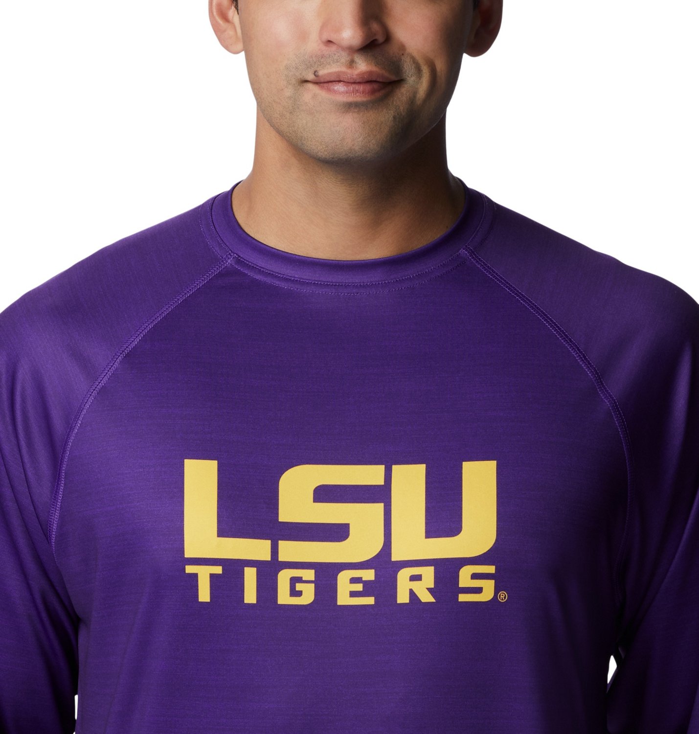 Columbia Sportswear Men's Louisiana State University Terminal Tackle Heather Long Sleeve T-shirt - view number 4