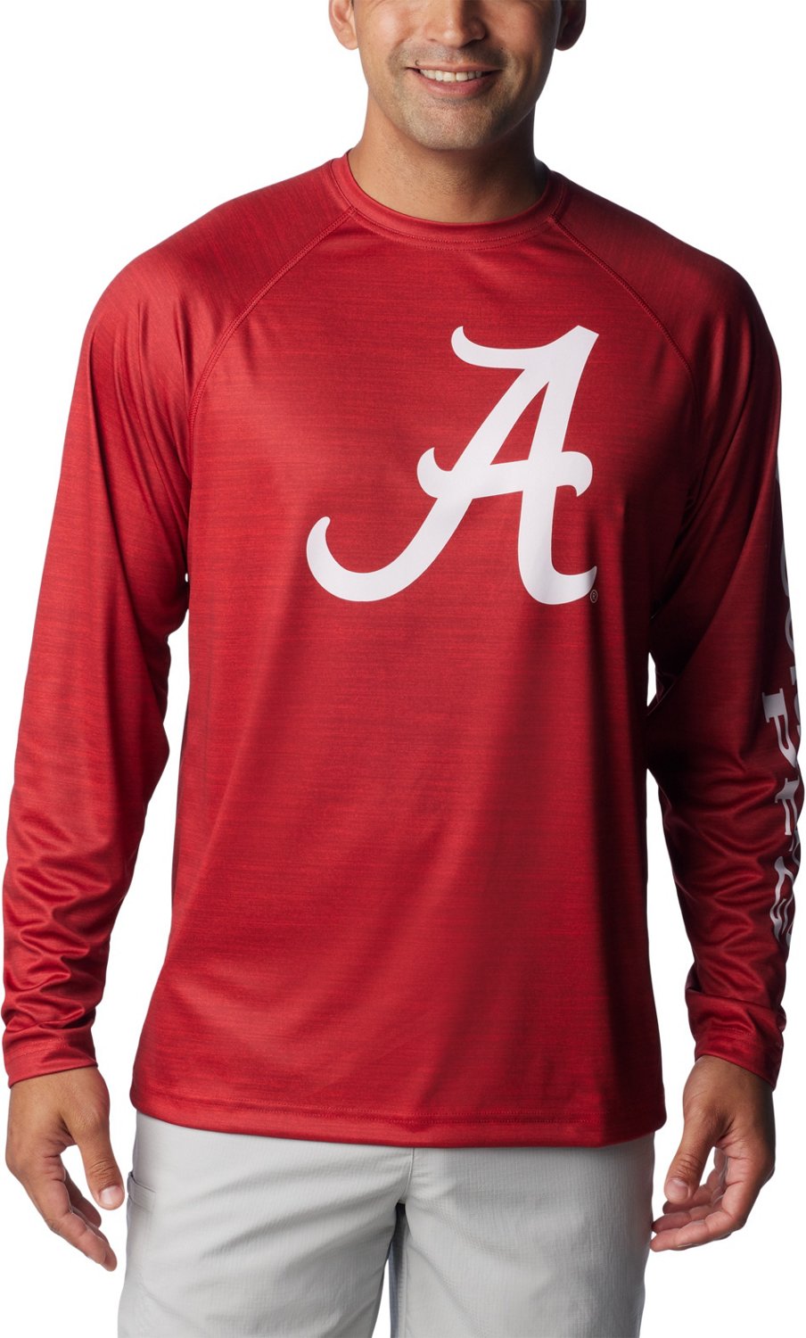 Columbia Men's Collegiate PFG Terminal Tackle Long Sleeve Shirt - Tall - Alabama - LT - Red