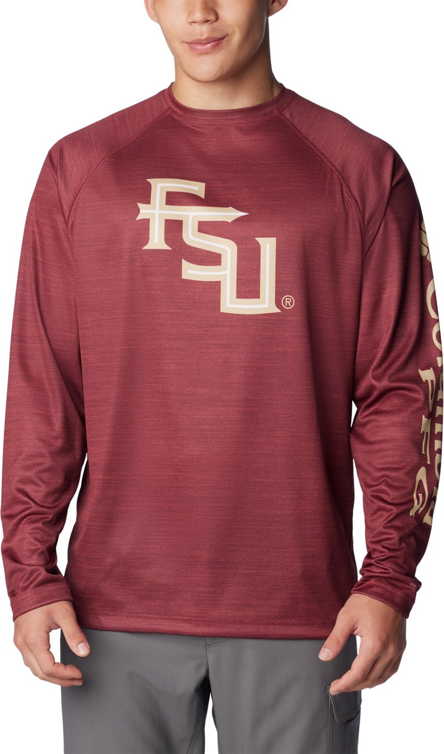 Academy Sports + Outdoors Columbia Sportswear Men's Florida State  University PFG Terminal Tackle Heather Long Sleeve Shirt