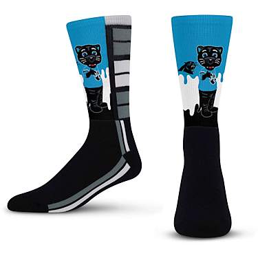 For Bare Feet Youth Carolina Panthers Mascot Drip Crew Socks                                                                    