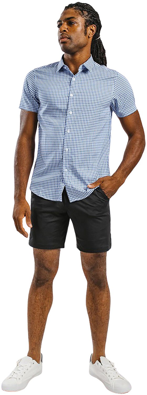 Barbell Apparel Men's Motive Striped Short Sleeve Dress Shirt Academy