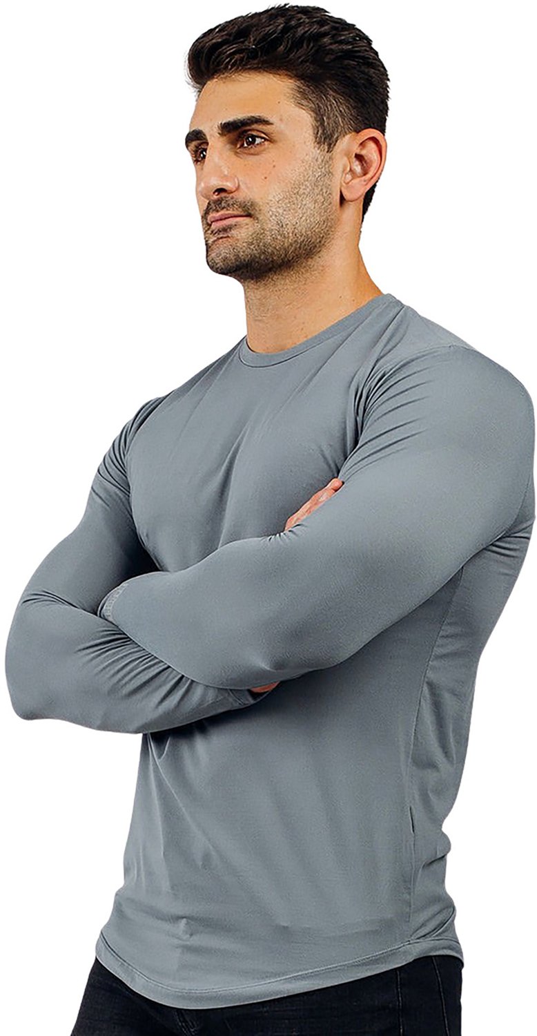 Barbell Apparel Men's Fitted Drop Hem Long Sleeve T-shirt