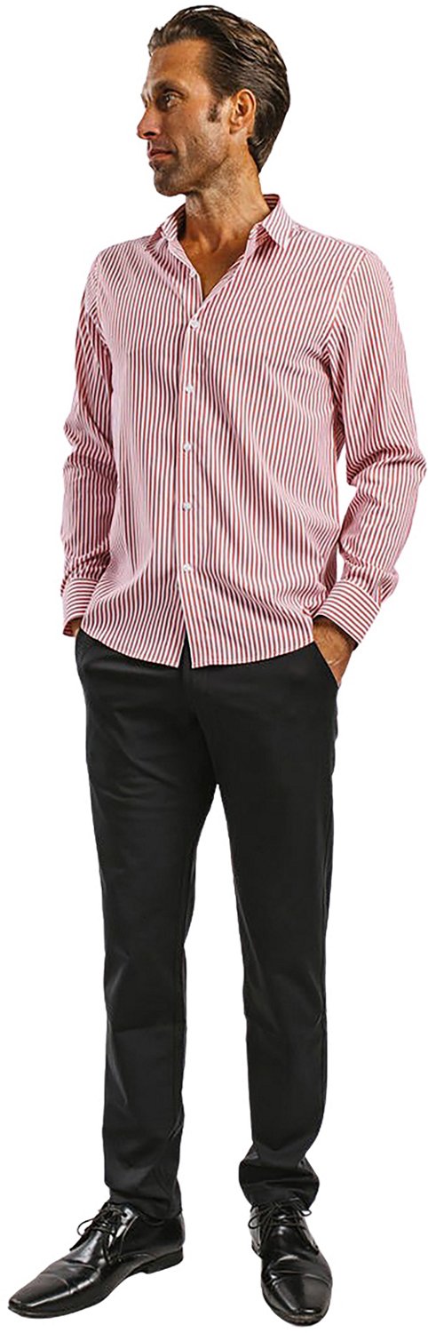 Barbell Apparel Men's Motive Striped Long Sleeve Dress Shirt Academy