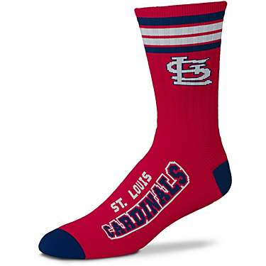 For Bare Feet Adults' St. Louis Cardinals 4-Stripe Deuce Crew Socks                                                             