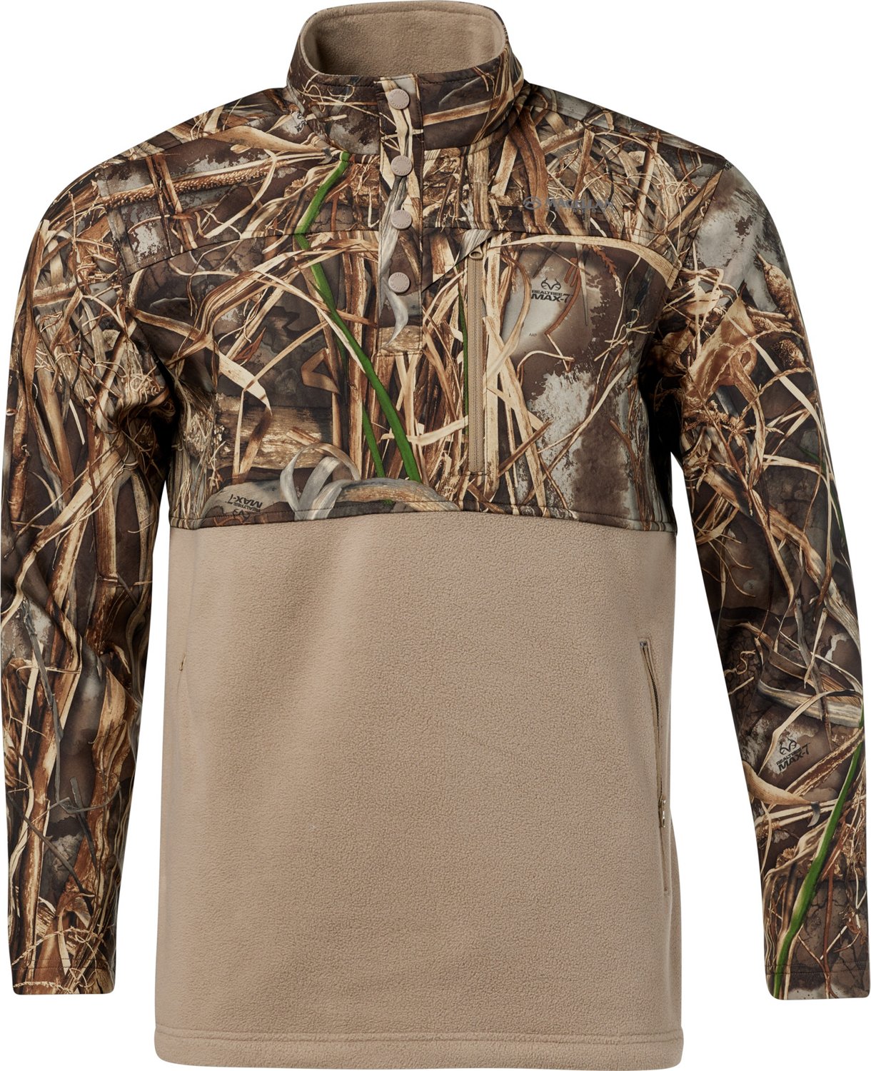Magellan Outdoors Men's Mixed Media Camo 1/4-Snap Pullover