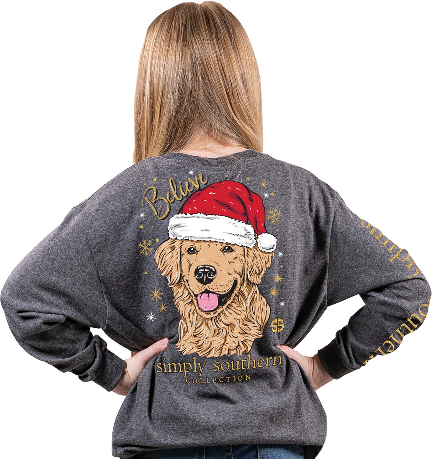 Simply Southern Girls' Santa Dog Long Sleeve T-shirt