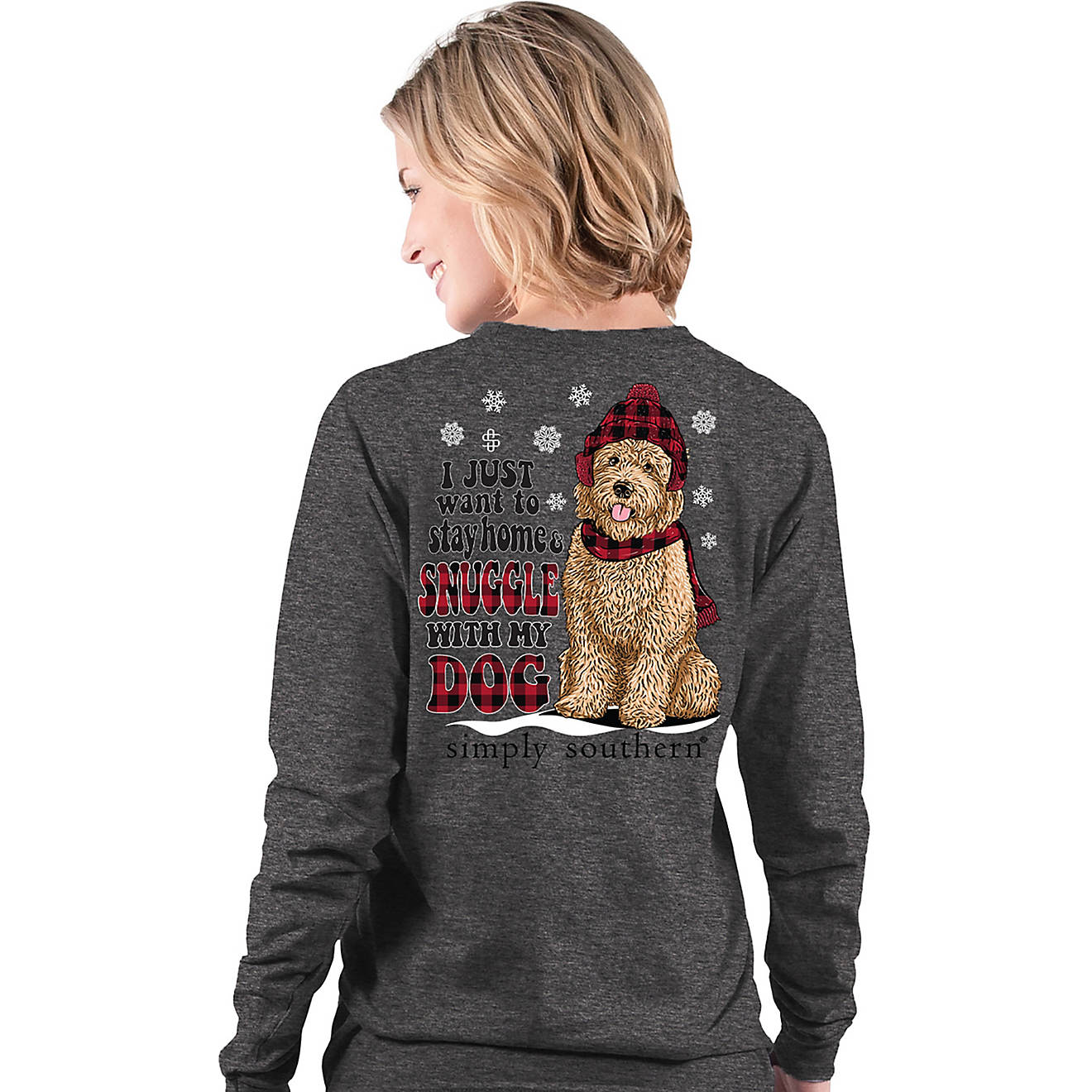 Simply Southern Women’s Home With My Dog Holiday Long Sleeve T-shirt                                                           - view number 1