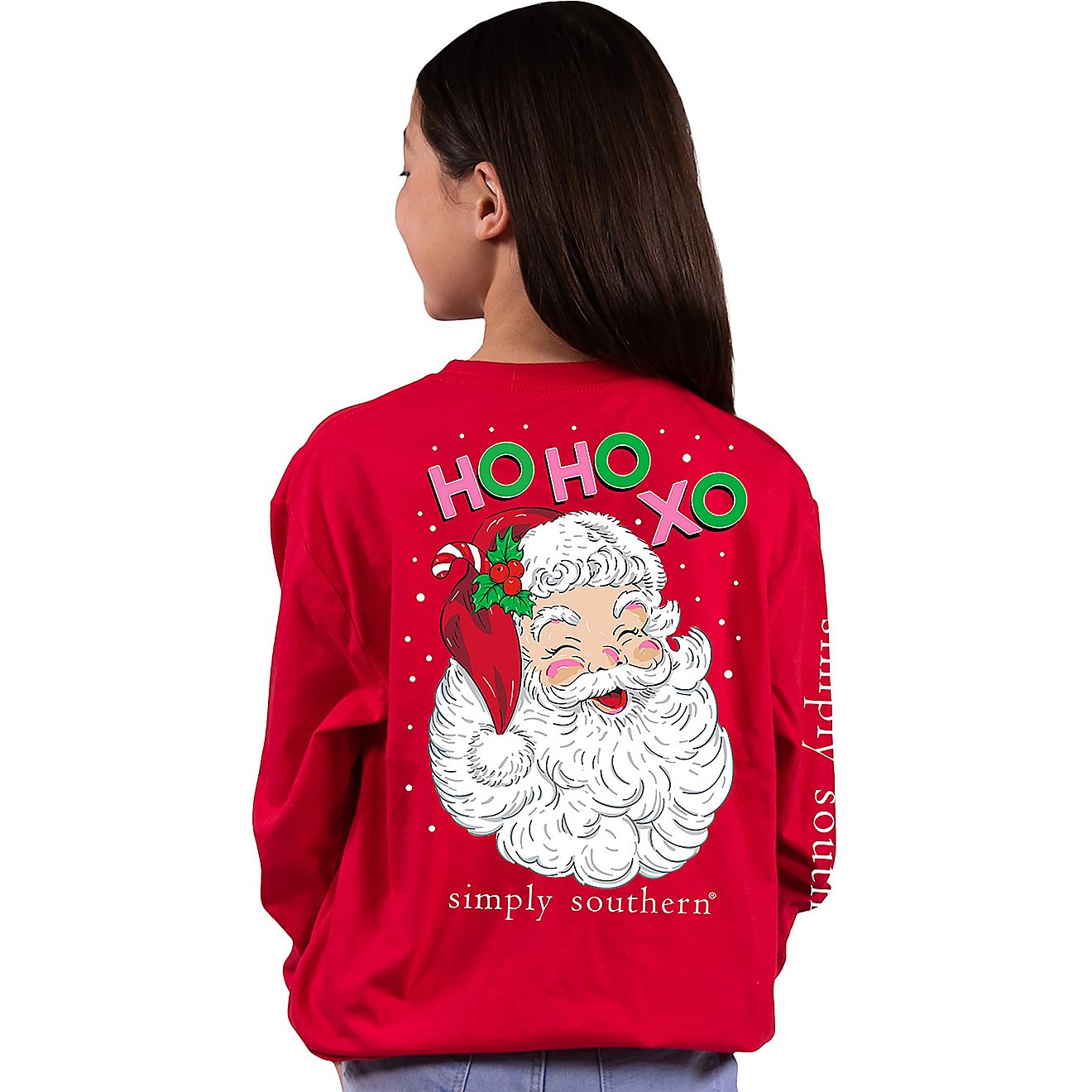 Simply Southern Girls' Santa XO Long Sleeve T-shirt                                                                              - view number 1
