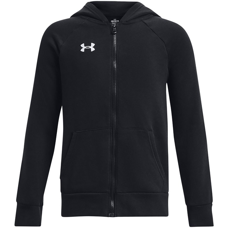 Under Armour Boys' Rival Fleece Full-Zip Hoodie Black/White, Large - Boy's Fleece at Academy Sports