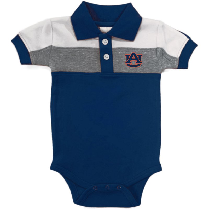 Atlanta Hosiery Company Infant Boys' Auburn University Color Block Polo Creeper Navy Blue, 12 Months Infant - NCAA Youth Apparel at Academy Sports