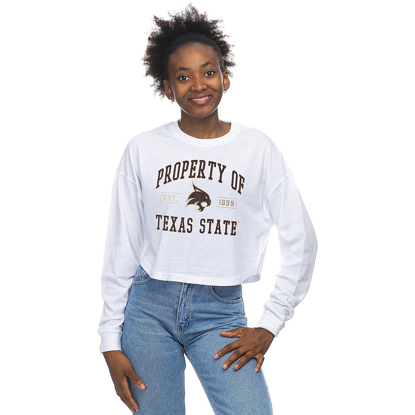 ZooZatz Women's Texas State University Crop Long Sleeve T-shirt                                                                  - view number 1