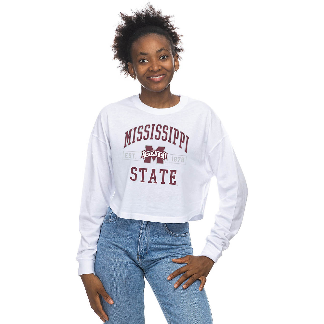ZooZatz Women's Mississippi State University Crop Long Sleeve T-shirt                                                            - view number 1
