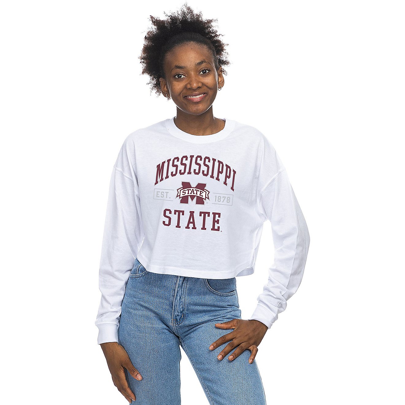 ZooZatz Women's Mississippi State University Crop Long Sleeve T-shirt                                                            - view number 1