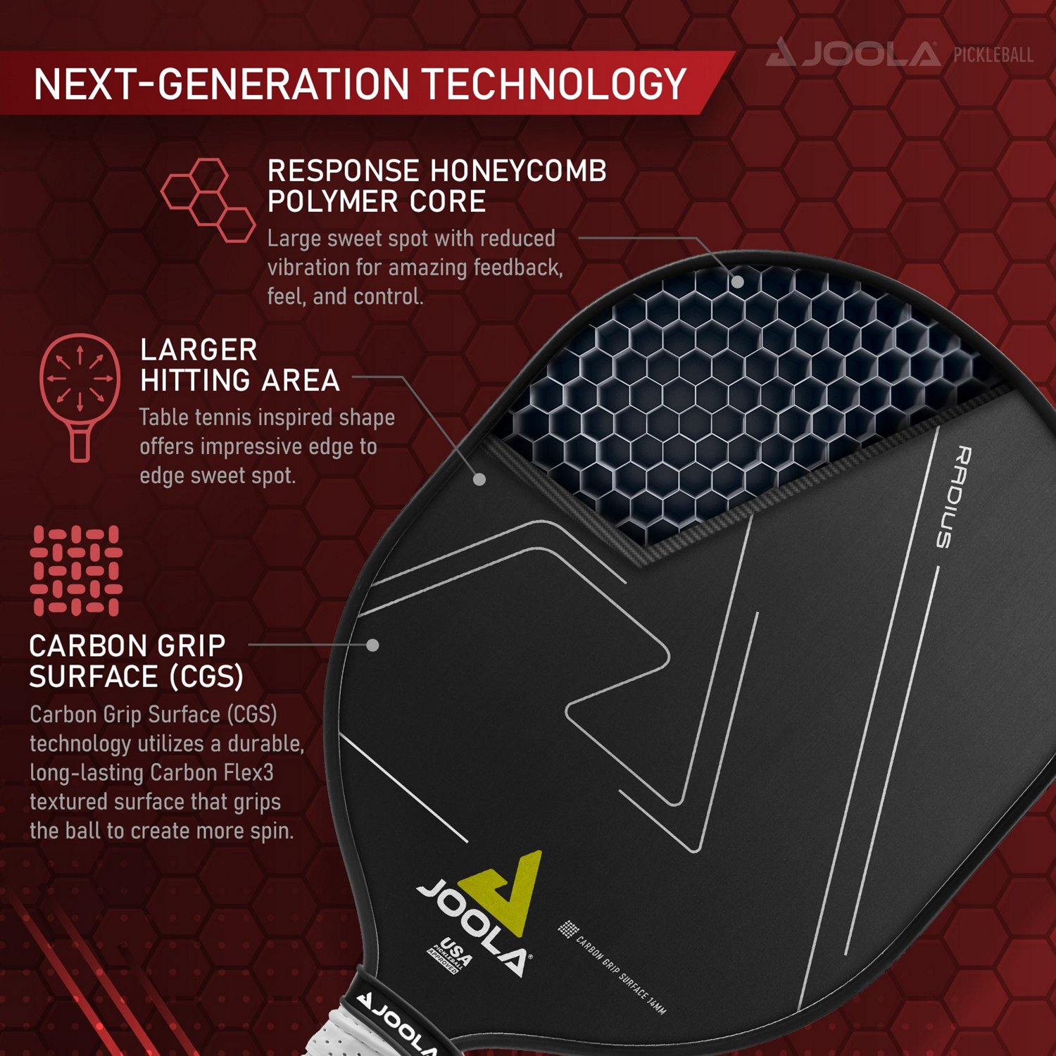 JOOLA Radius FAS 14mm Pickleball Paddle