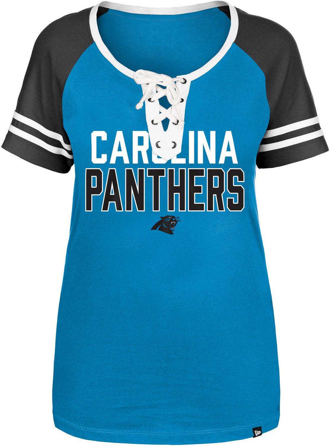 New Era Women's Carolina Panthers Lace Up Raglan T-shirt                                                                         - view number 3