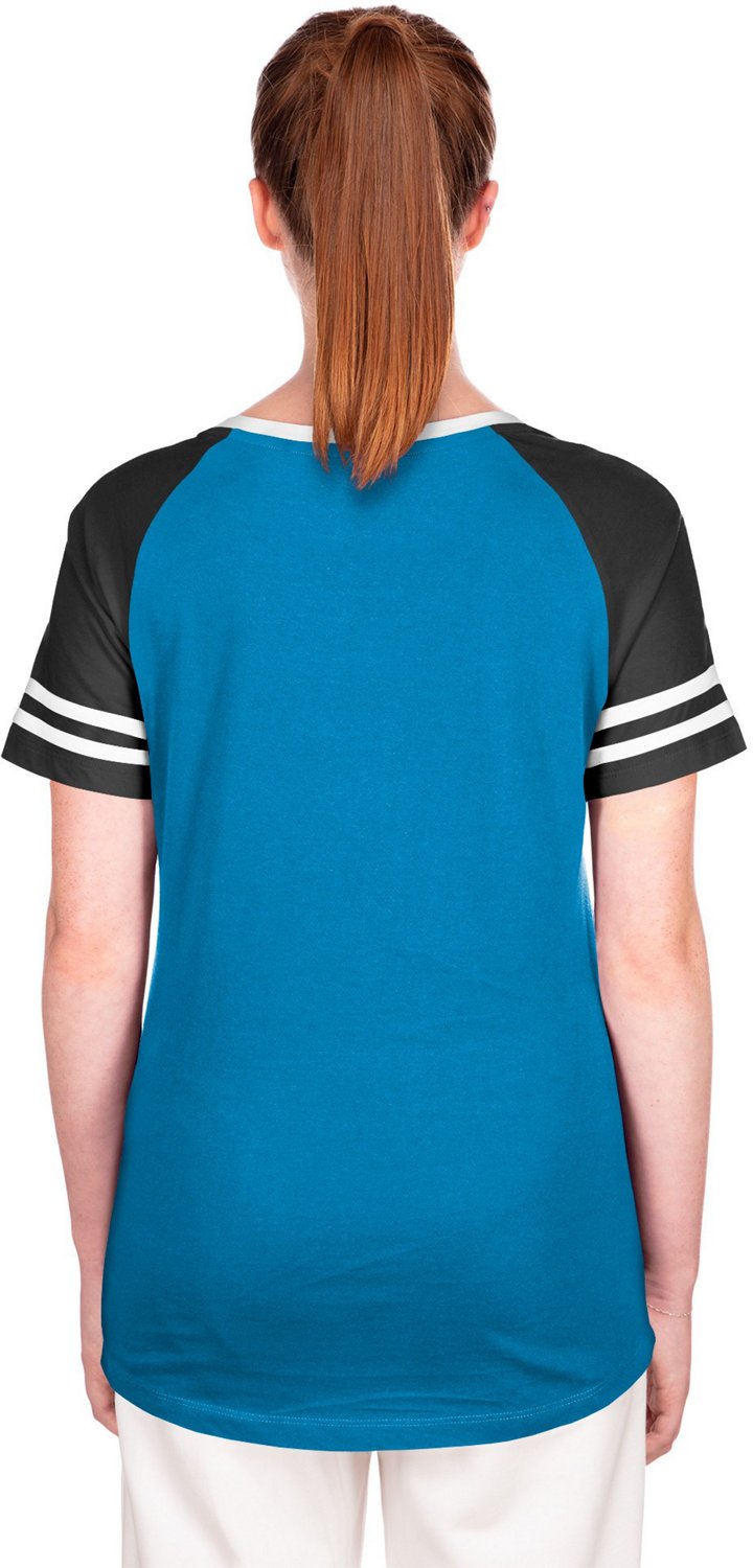 New Era Women's Carolina Panthers Lace Up Raglan T-shirt                                                                         - view number 2