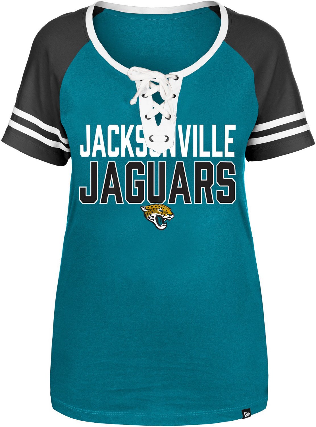 Jacksonville Jaguars Women's Lace-Up V-Neck T-Shirt - White/Black