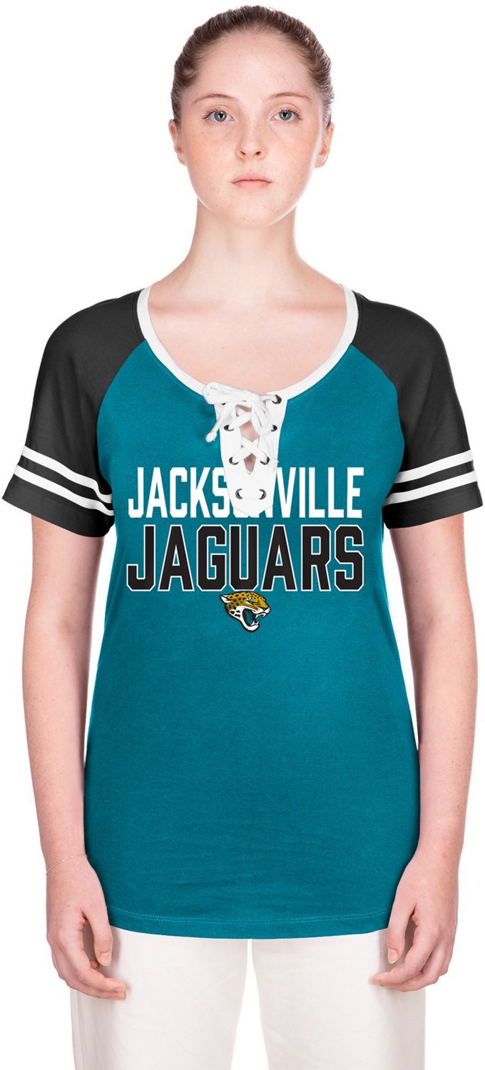 New Era Women's Jacksonville Jaguars Teal Lace-Up V-Neck T-Shirt