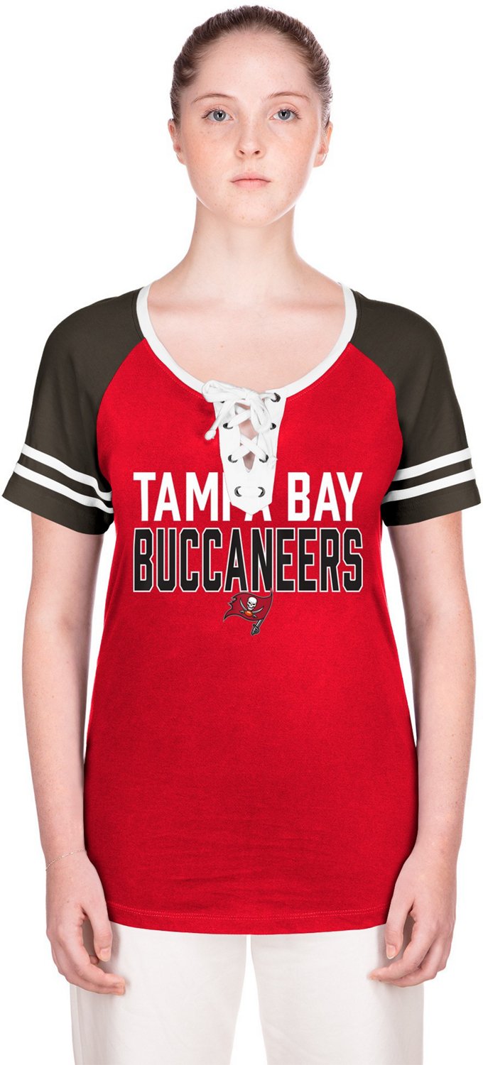 Tampa Bay Buccaneers New Era Women's Raglan Lace-Up T-Shirt