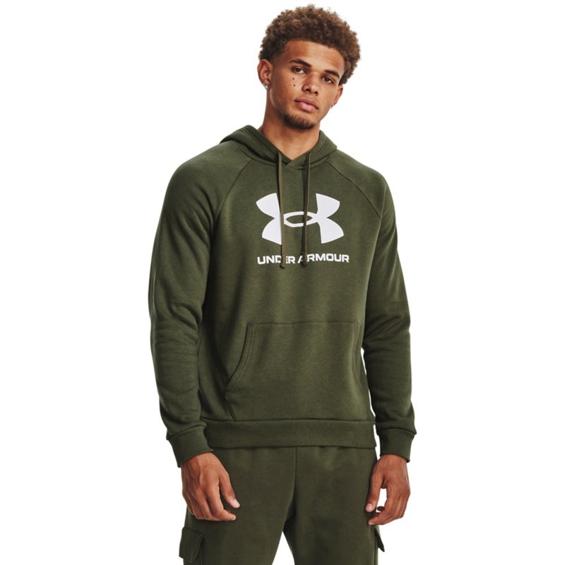 Under Armour Men's Rival Fleece Logo Hoodie Marine Od Green/White, 3X-Large - Men's Athletic Fleece at Academy Sports