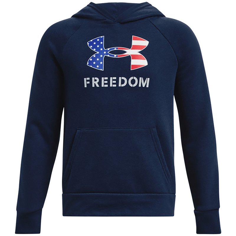 Under Armour Boys' Freedom Big Flag Logo Rival Fleece Hoodie White, X-Large - Boy's Fleece at Academy Sports