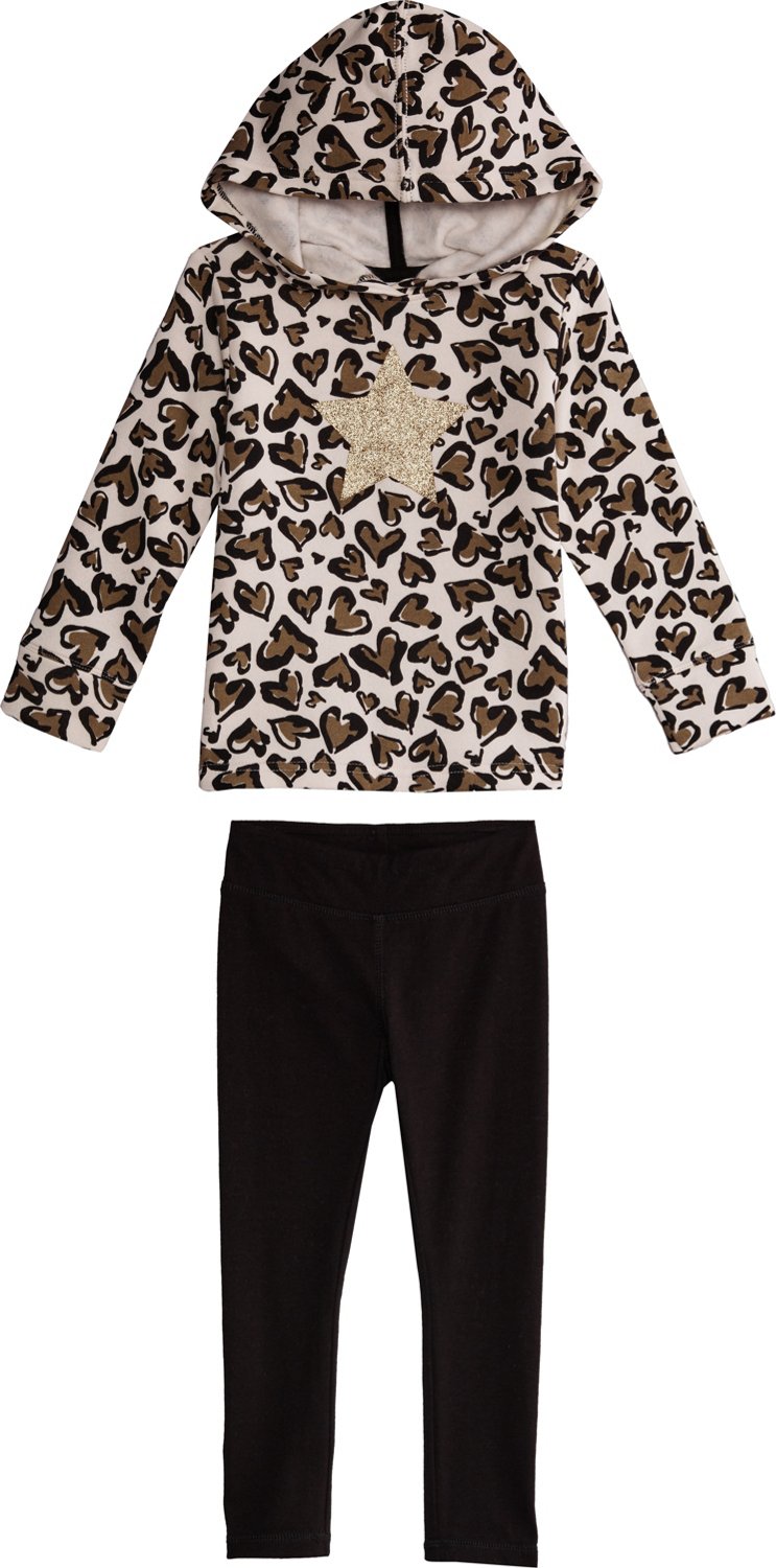 BCG Toddler Girls' Cheetah Fleece Hoodie and Leggings Set