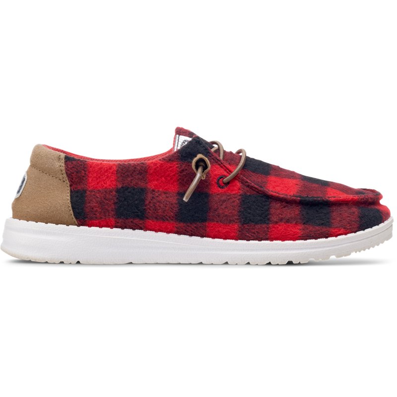 HEYDUDE Women’s Wendy Buffalo Plaid Shoes Red/Black, 8 - Women's Casual at Academy Sports